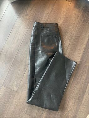 Aritzia Melina Black Leather Pants